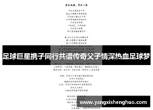 足球巨星携子同行共谱传奇父子情深热血足球梦